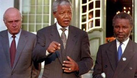 Former presidents FW De Klerk, Nelson Mandela and Thabo Mbeki
