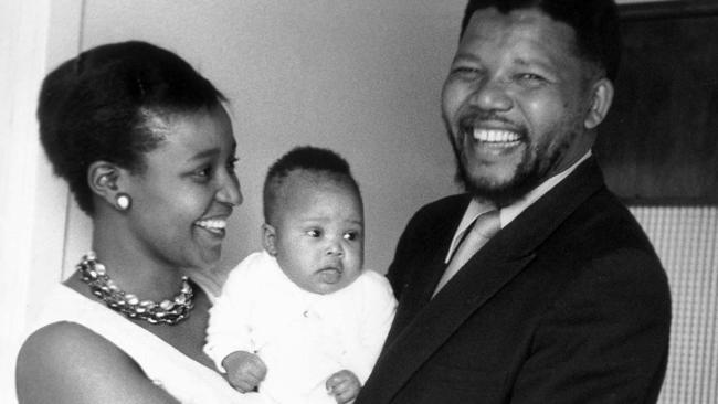 Nelson Mandela with wife Winnie and their firstborn baby daughter