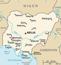Map of Nigeria. Source: www.jewishvirtuallibrary.org