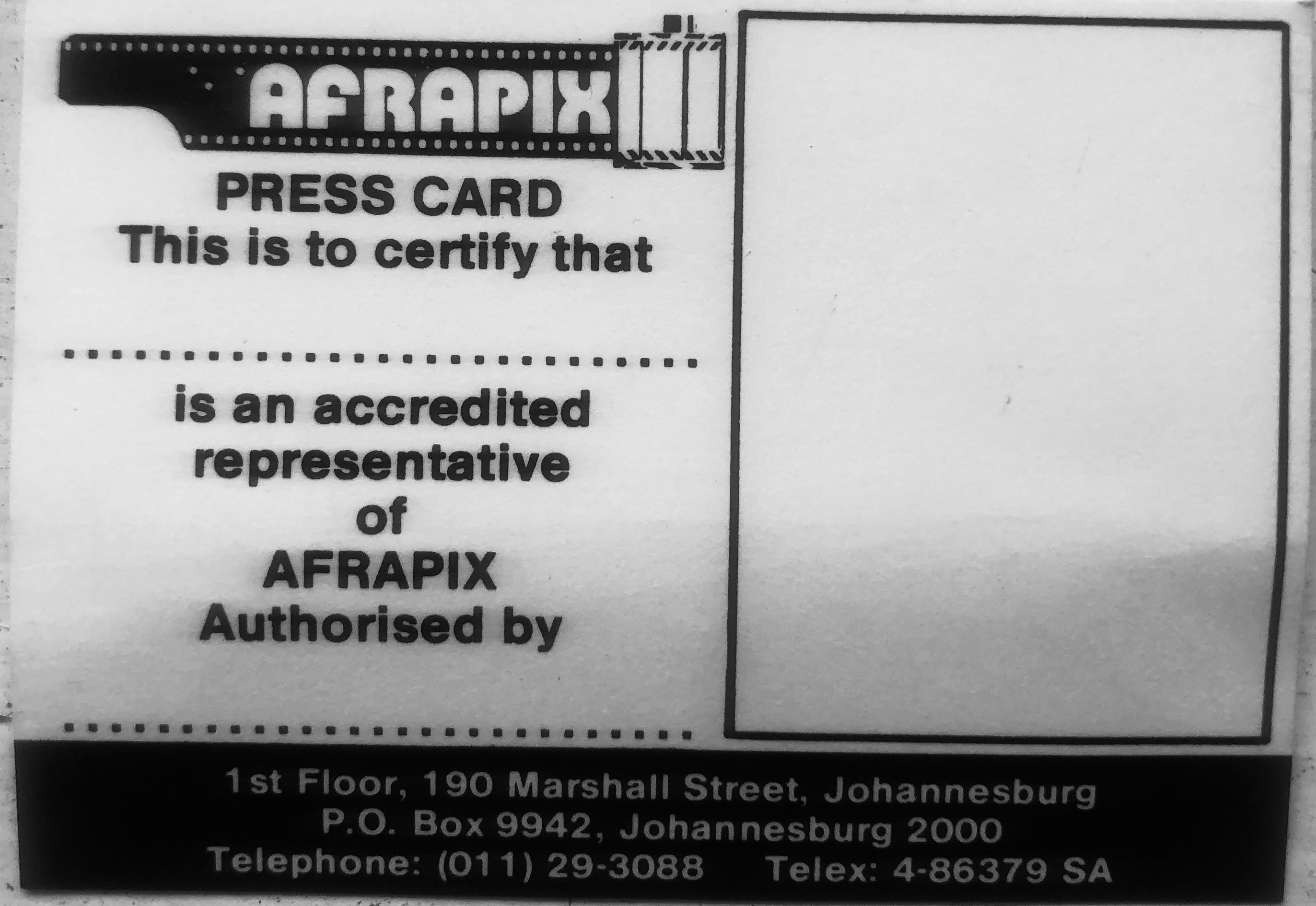 Afrapix Press Card