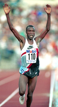 Kenyan runner, Yobes Ondieki becomes the first man to run 10,000 meters in less than 27 minutes