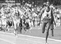 Kip Keino of Kenya wins the Olympic gold medal for 1,500 metres in 3 mins 34.9 secs