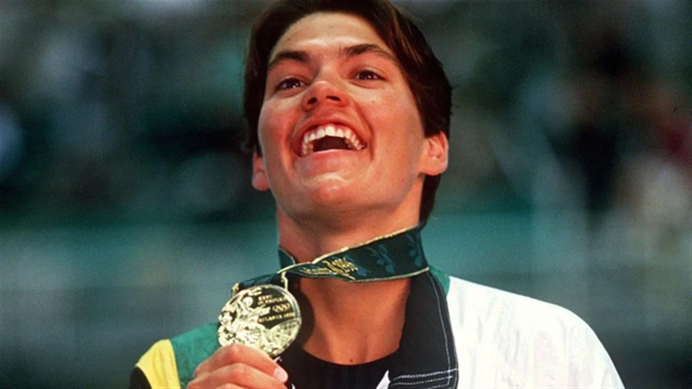 South African swimmer, Penny Heyns, wins a gold Medal at Atlanta Olympics