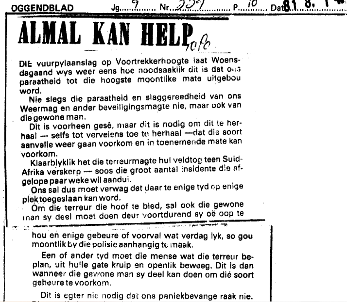 Almal kan help, Oggendblad, 14 August 1981