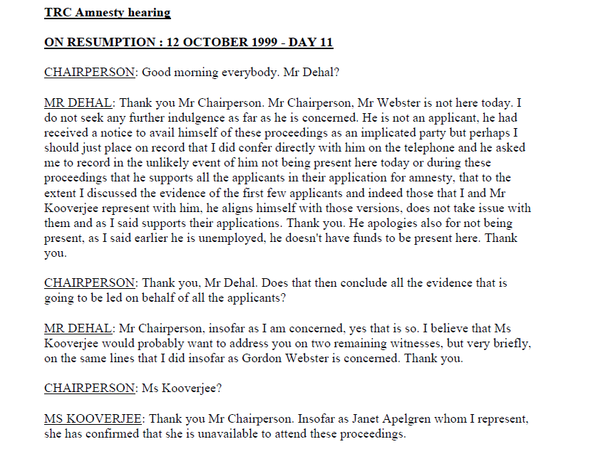 Amnesty Hearing 12th October 1999 - Day 11