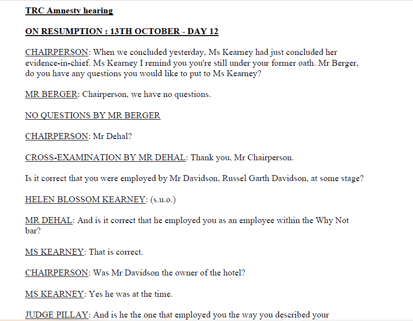 Amnesty Hearing 13th October 1999 - Day 12