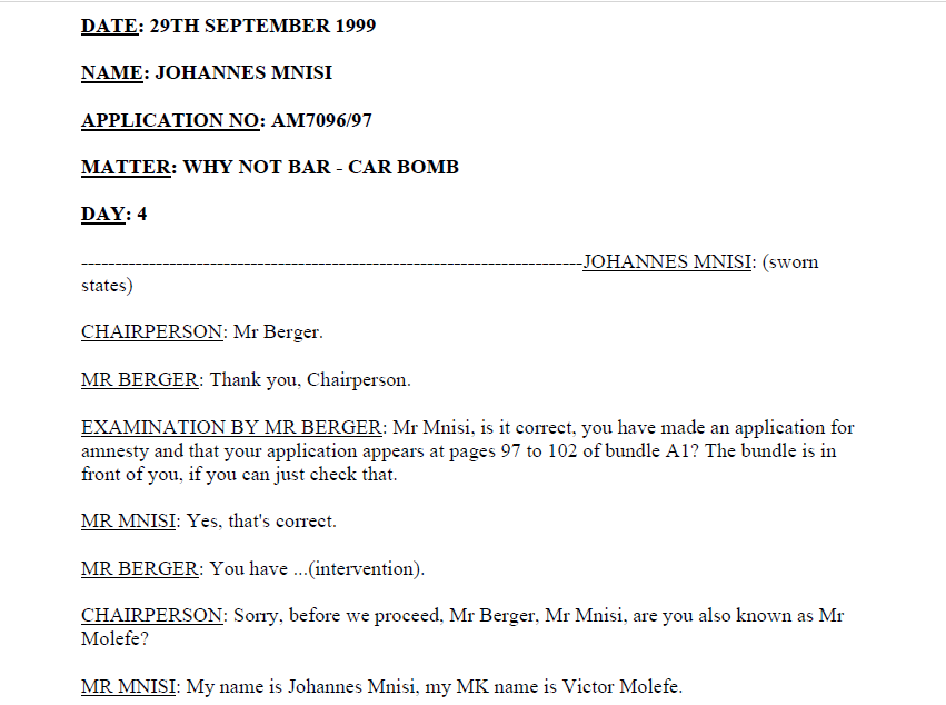 Amnesty Hearing 29th September 1999 - Day 4