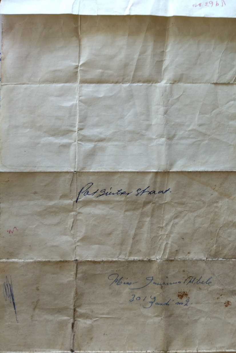 Prison letter from Petros Sipho Mkhize to Zondi, Soweto, addressed to Miss Jumaima Mbele