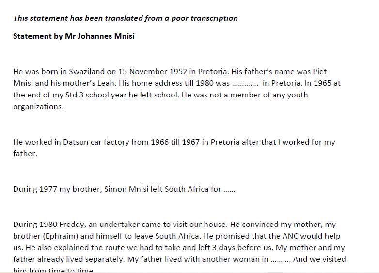  Statement by Mr Johannes Mnisi