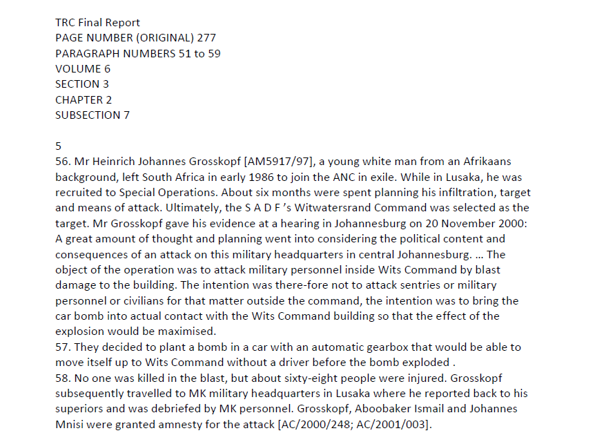 TRC Final Report, page number (original) 277, Paragraph numbers 51 to 50, Volume 6, Section 3, Chapter 2, subsection 7