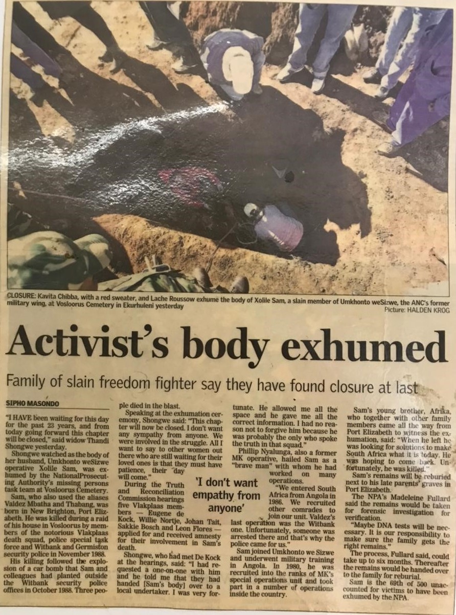 Witbank   Security Police offices operation, 24 October 1988, Times, 27 June 2011