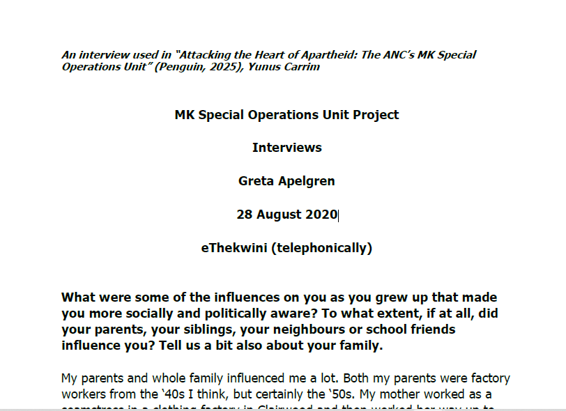 Interview with Greta Apelgren, 28 August 2020