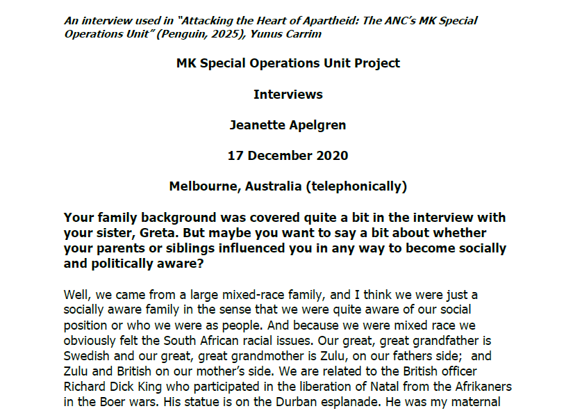 Interview with Jeanette Apelgren, 17 December 2020