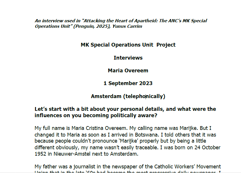 Interview with Maria Overeem, 1 September 2023