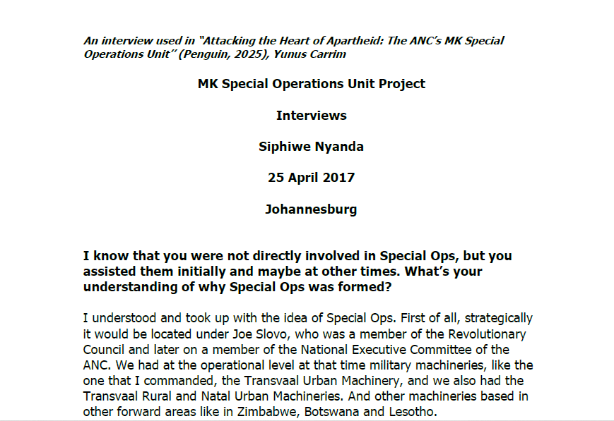 Interview with Siphiwe Nyanda, 25 April 201