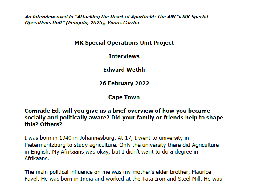 Interview with Edward Wethli, 26 February 2022