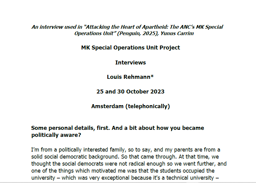 Interviews with Louis Rehmann, 25 and 30 October 2023