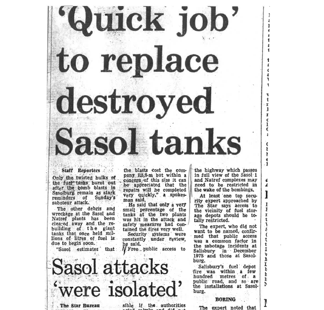 Quick job to replace destroyed Sasol tanks, source unknown 1