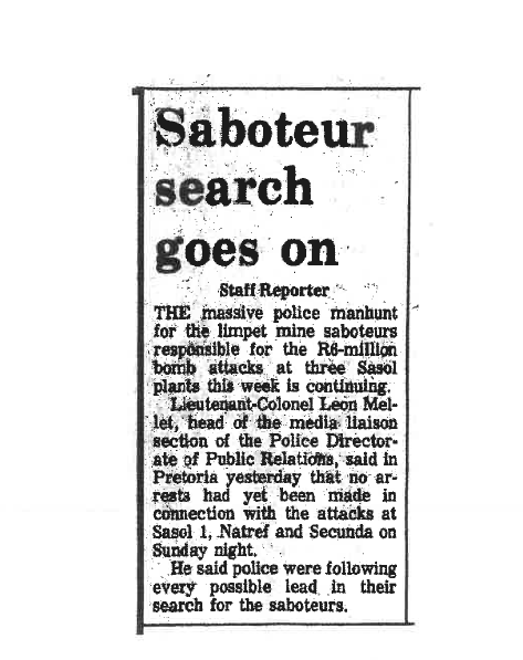 Saboteur search goes on, source unknown 4