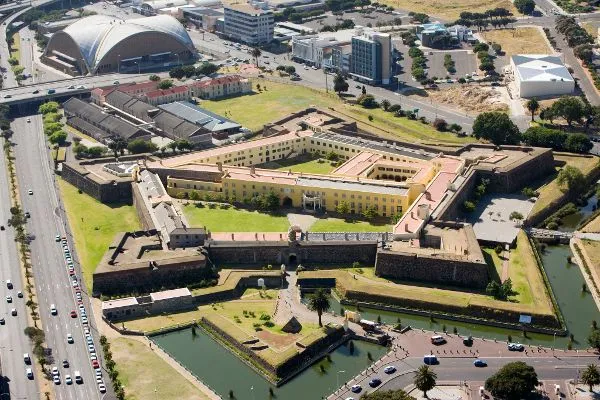 The four corner stones of the castle (Kasteel de Goede Hoop) at the Cape are laid