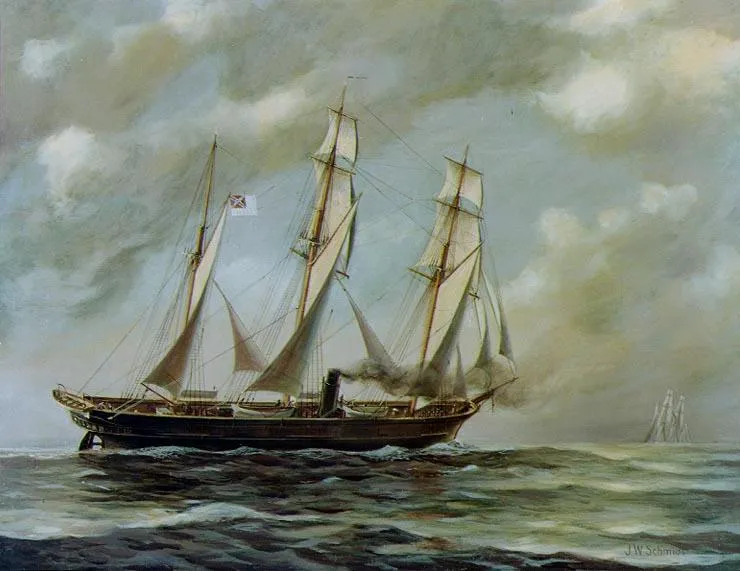 The Alabama, American raider of the Southern States during the American Civil War, arrives in Saldana Bay for provisions