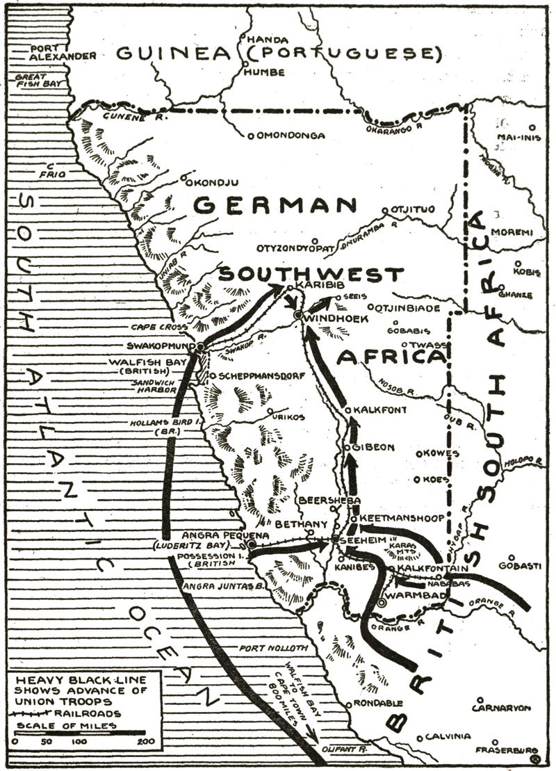 German South West Africa is put under South African administration