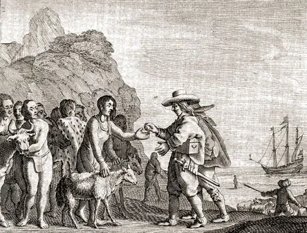 Native Khoikhoi tribespeople are alleged to have looted more than forty cattle from Cape Settlers