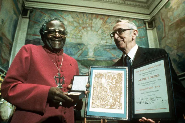 Bishop Desmond Tutu is awarded the Nobel Peace Prize in Oslo