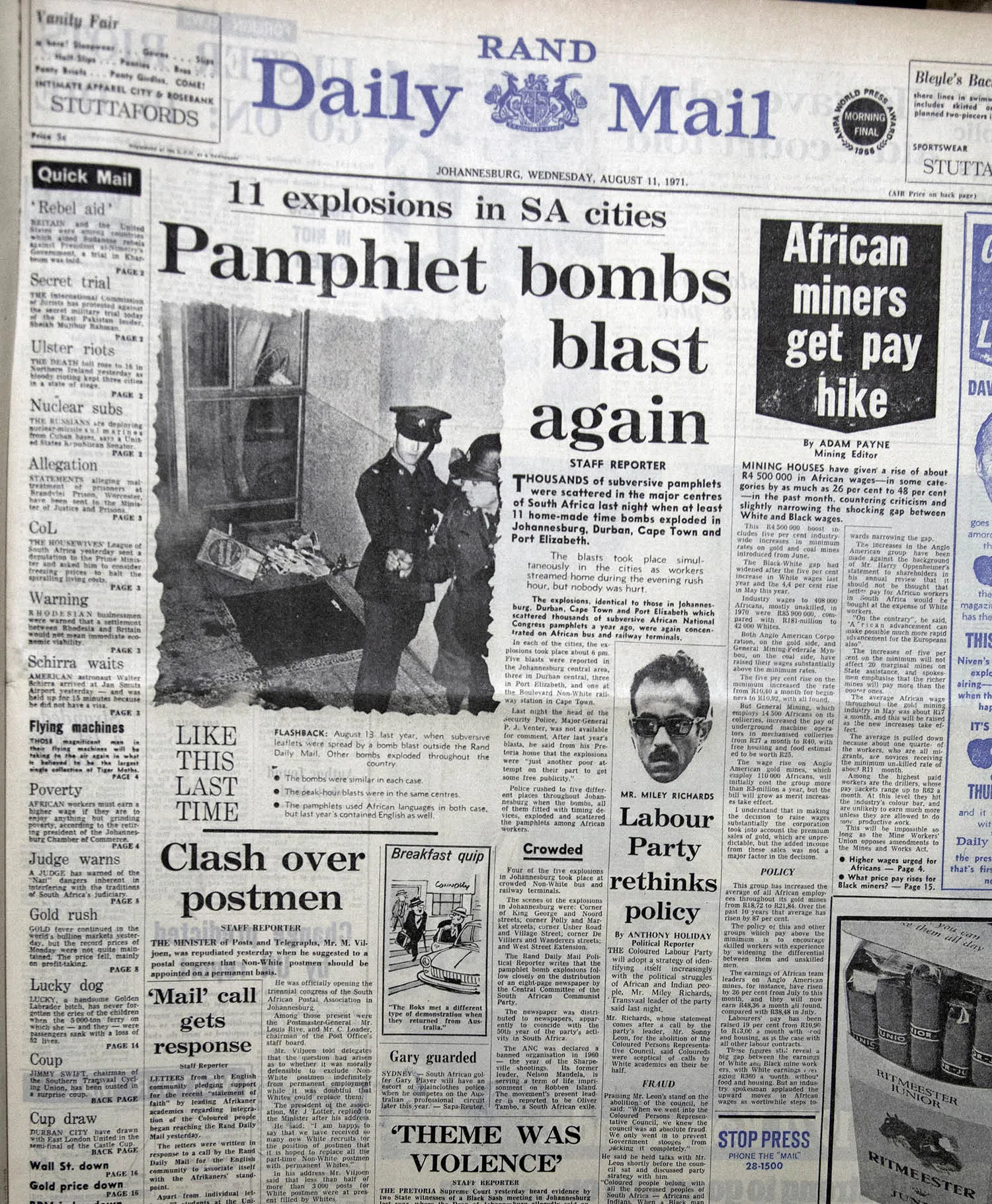 Rand Daily Mail publishes exposé of conditions in Homelands