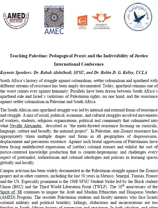 Call for Papers: Teaching Palestine: Pedagogical Praxis and the Indivisibility of Justice