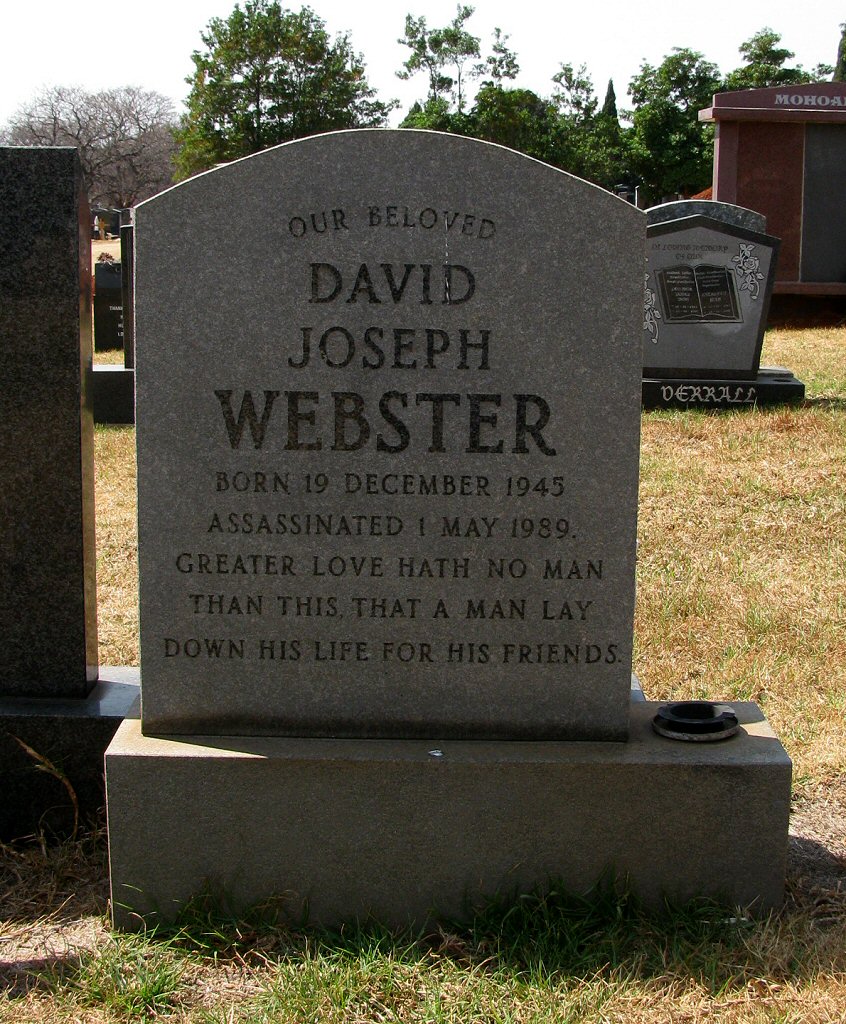 Dr David Webster, a social anthropologist at Wits University and political activist, is shot dead outside his home