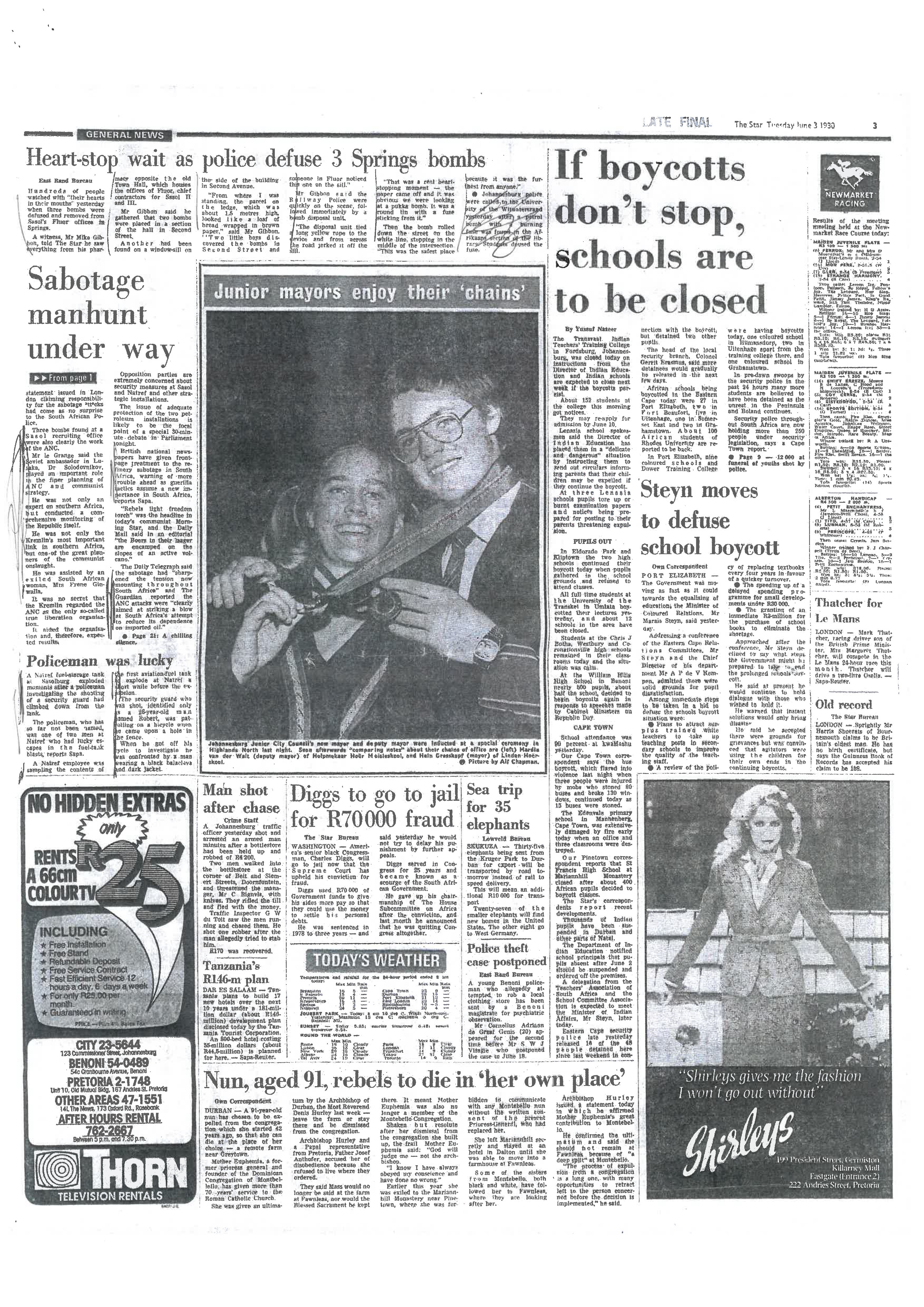 Sabotage manhunt underway, Star, 3 June 1980, Part 2