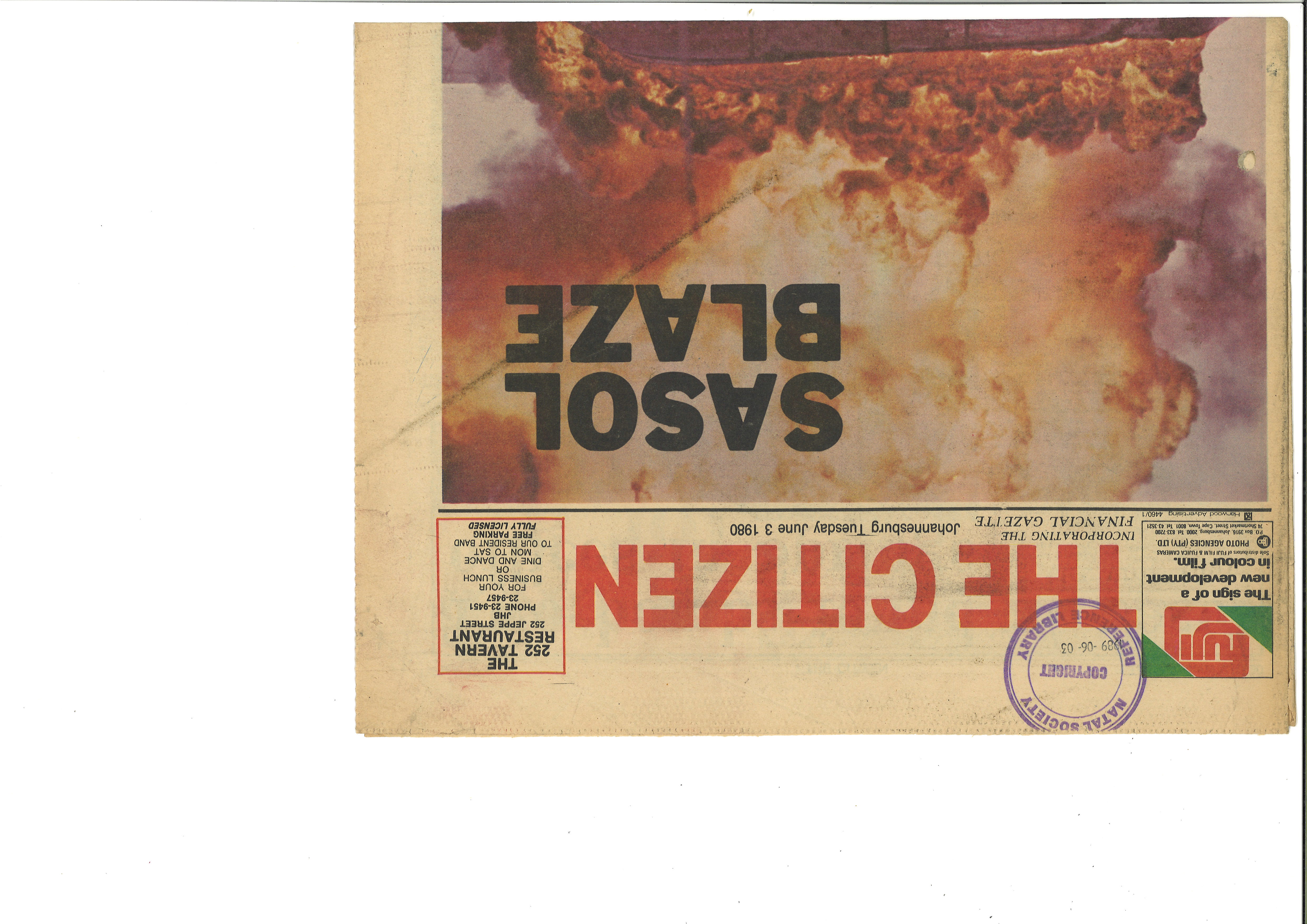 Sasol Operation 31 May 1980, The Citizen, 3 June 1980,  Part 1
