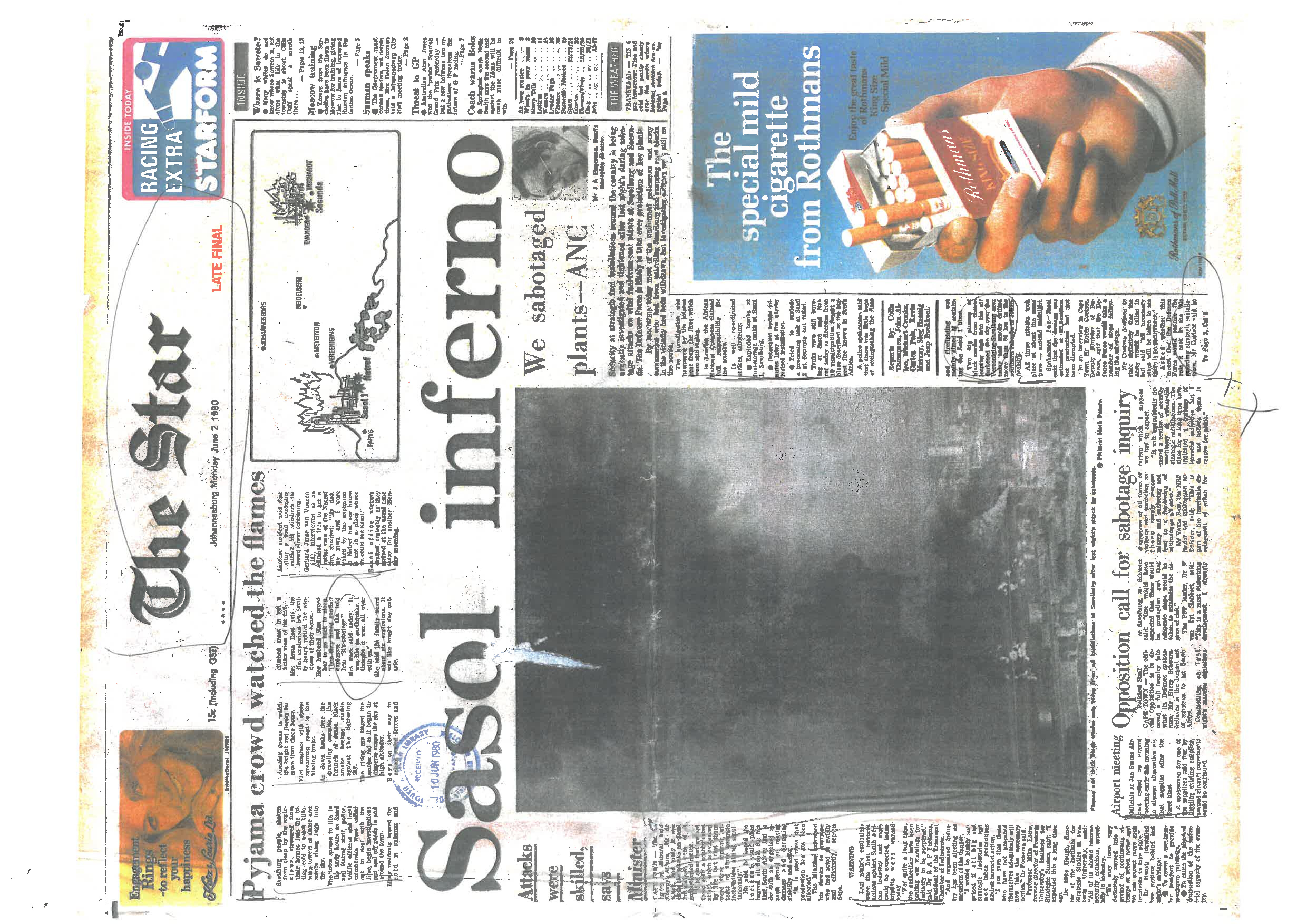 Sasol Inferno: We sabotaged plants - ANC, The Star Late Final, 2 June 1980