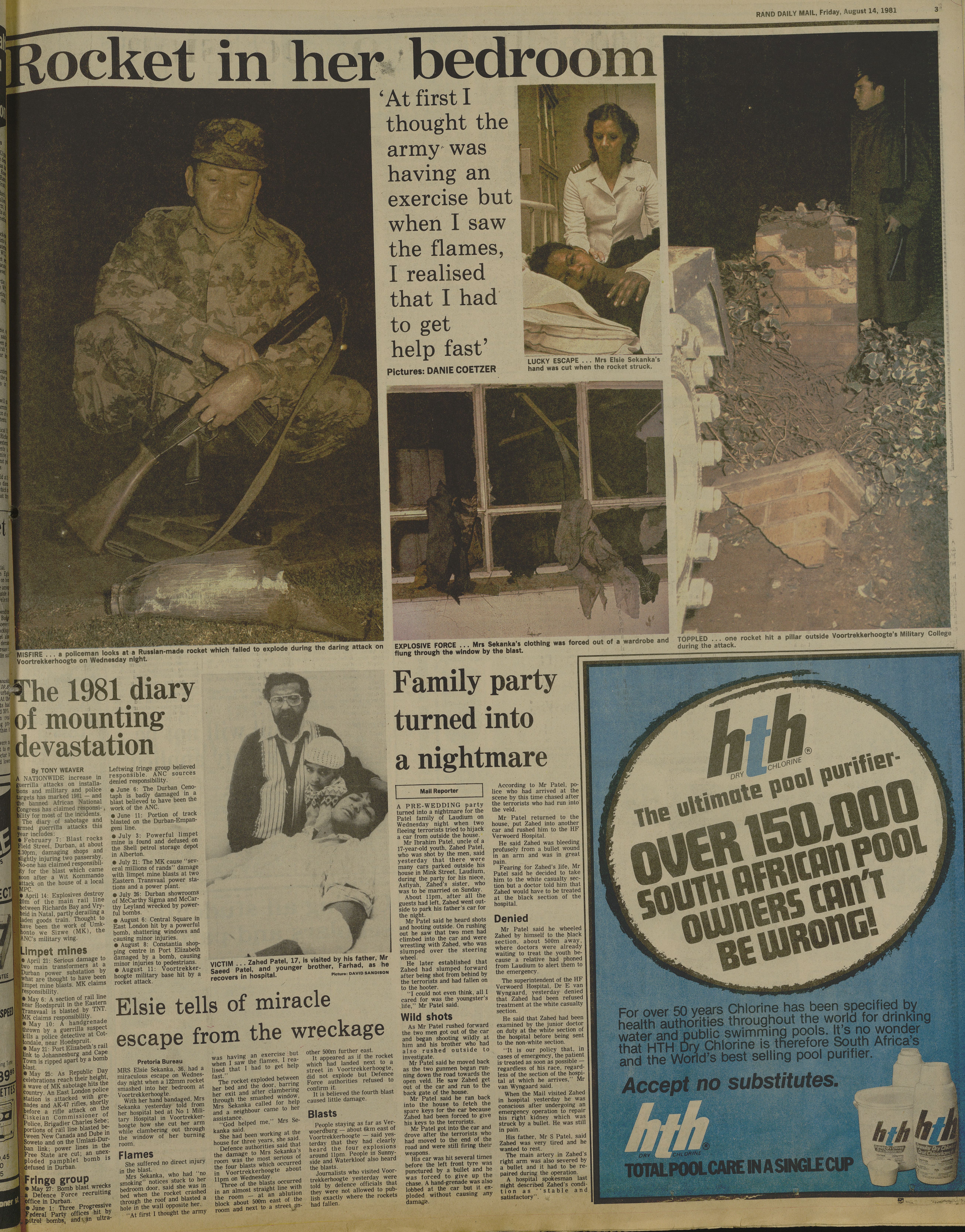 Rocket in her bedroom, Rand Daily Mail, 14 August 1981