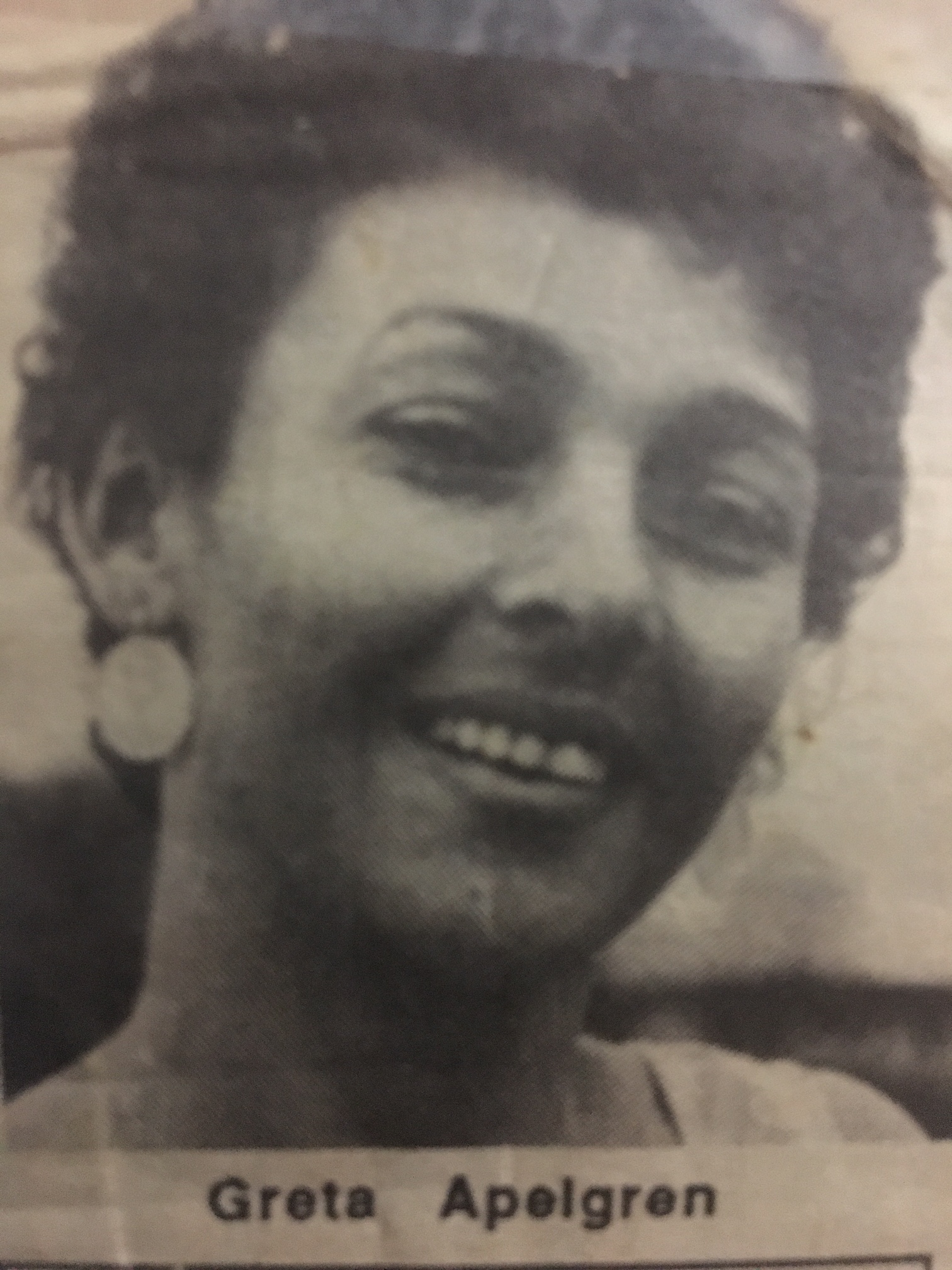 Greta Apelgren a few months after release from prison in 1989