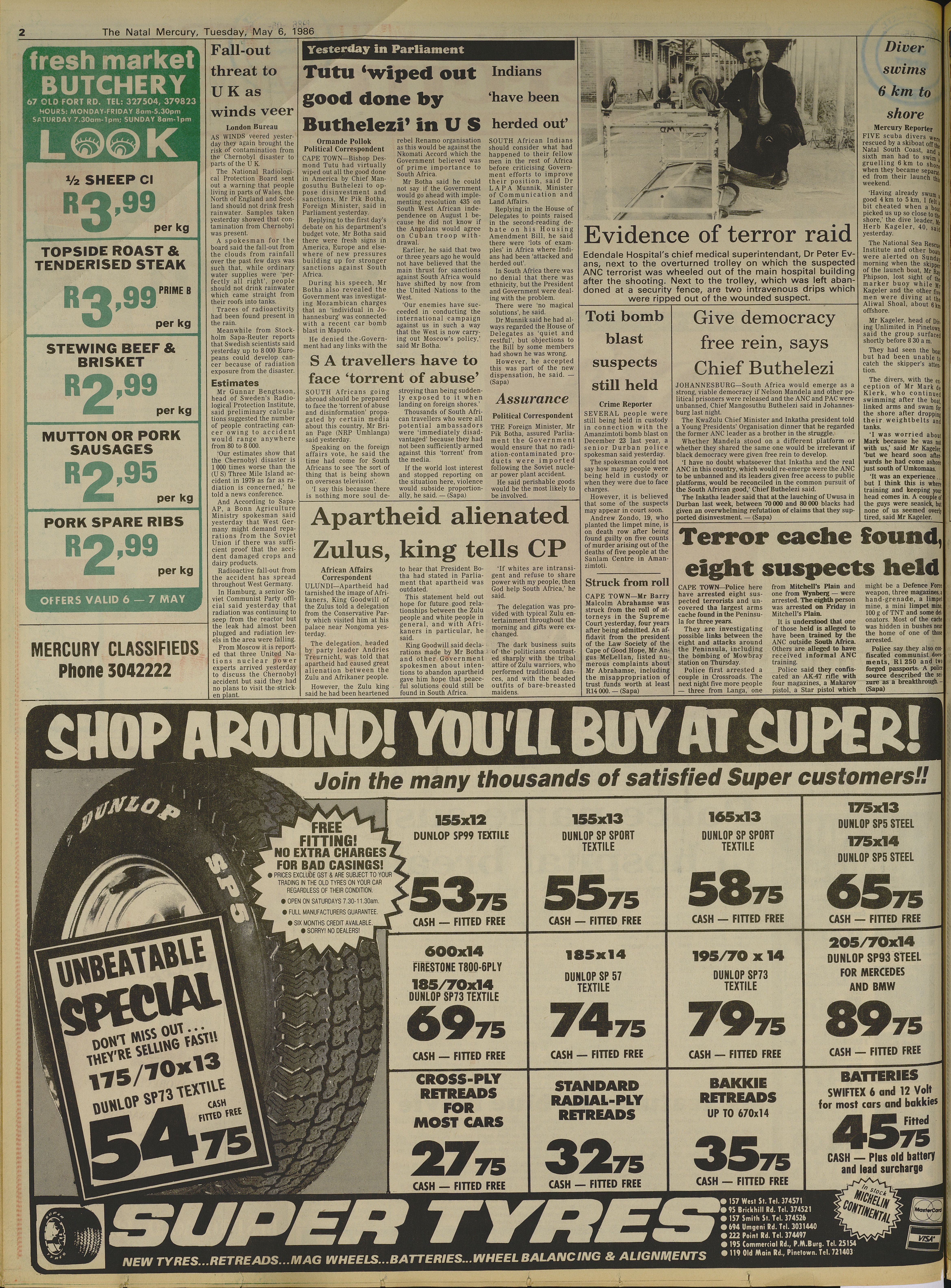 Evidence of terror raid, The Natal Mercury, 6 May 1986