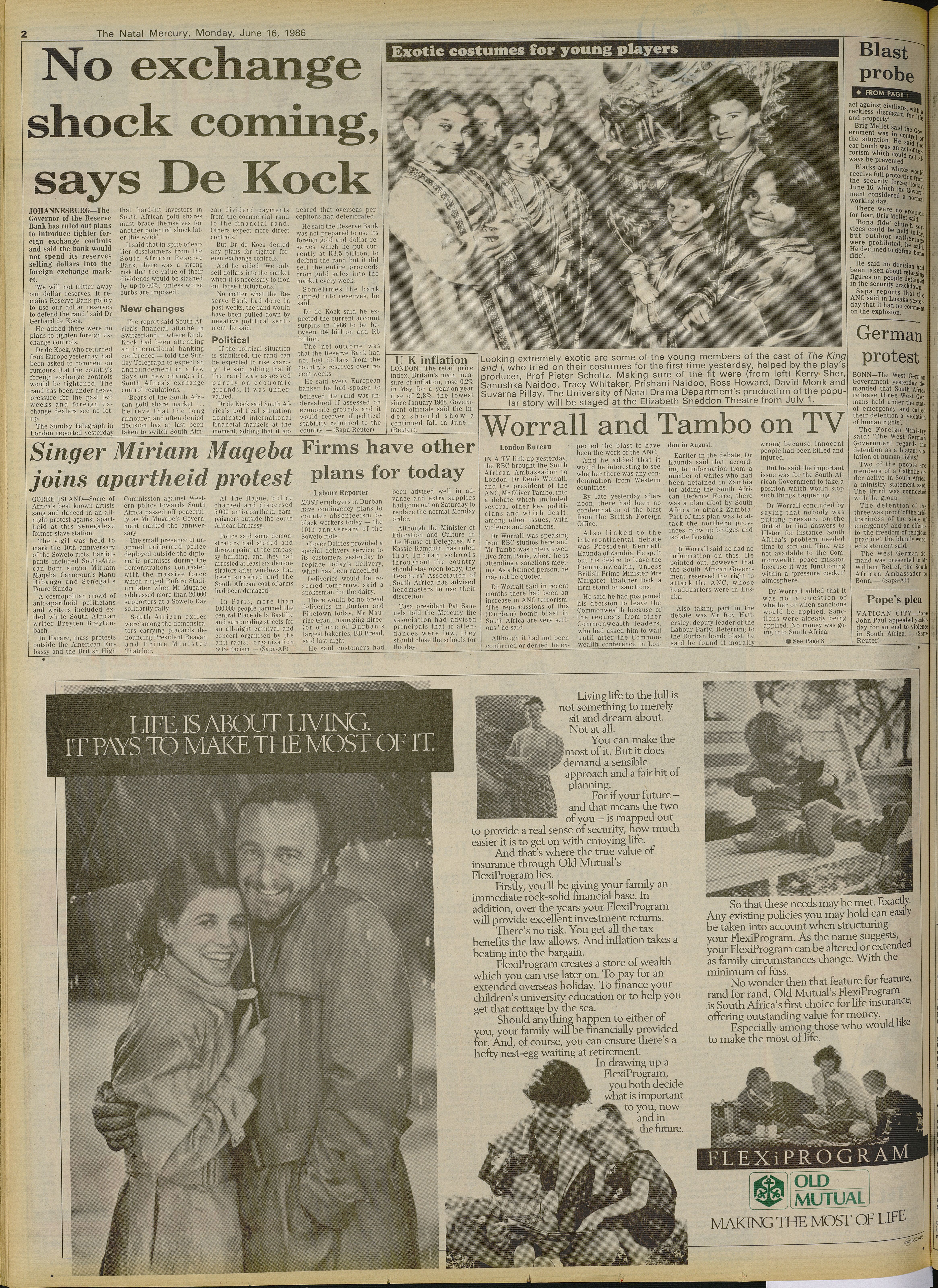 Massive Hunt After Bomb Blast, The Natal Mercury, 16 June 1986, page 2