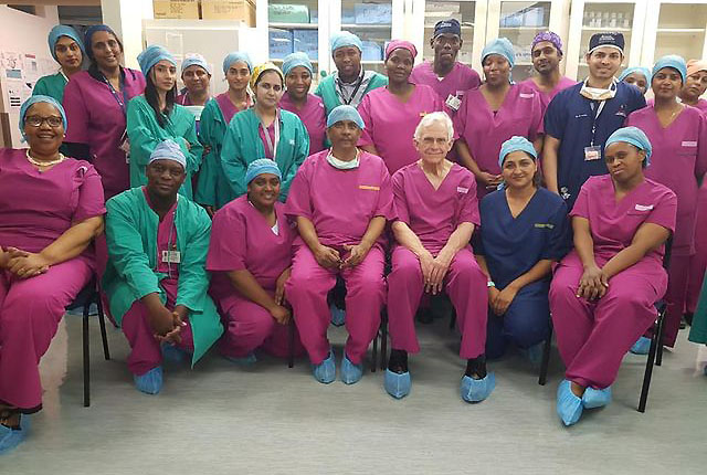 With colleagues from the Cardiology Department, Inkosi Albert Luthuli Hospital, Durban, KwaZulu-Natal