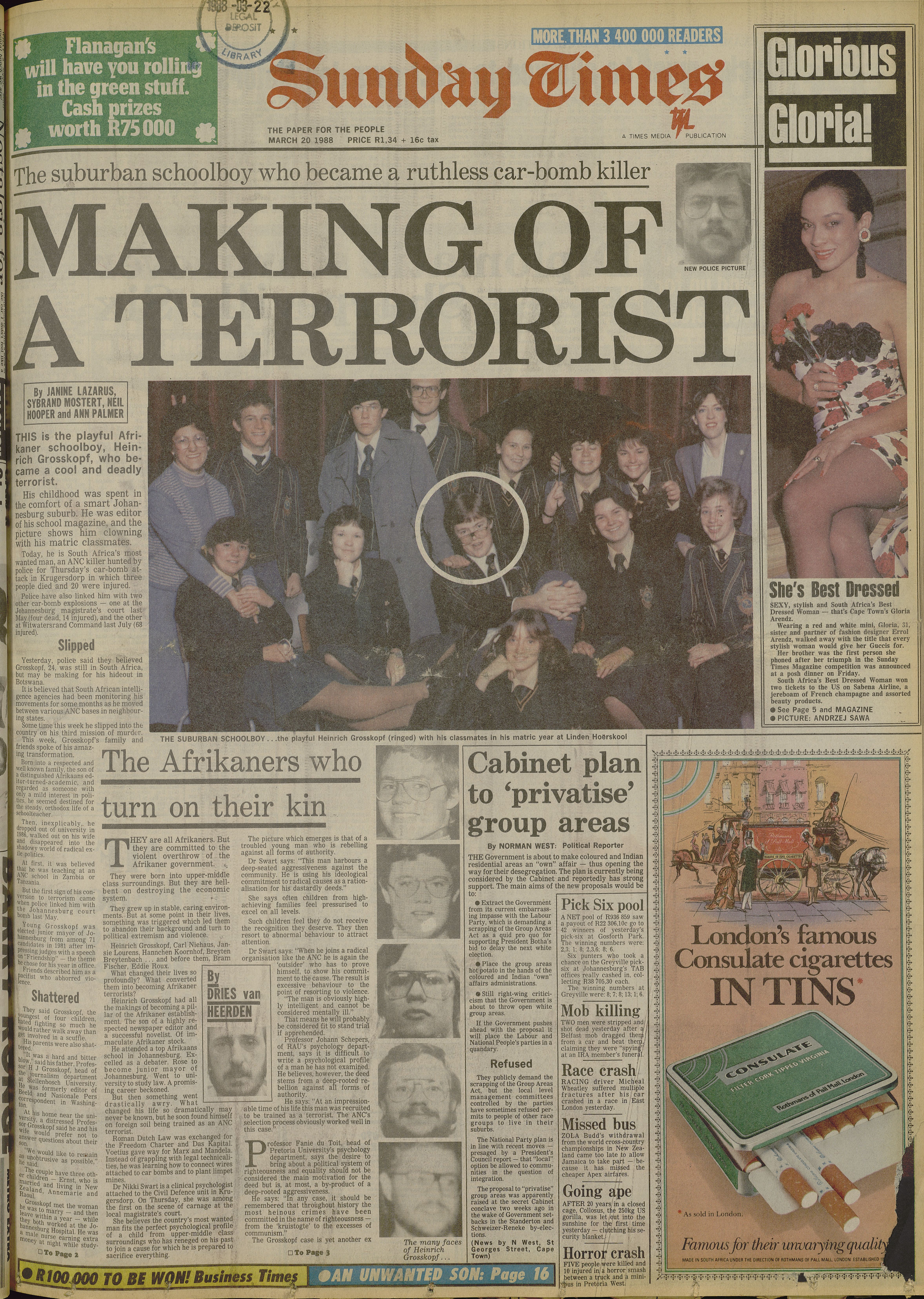 Making of a Terrorist, by Lazarus, Mostert, Hooper and Palmer, Sunday Times 20 March 1988