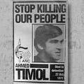 ANC poster highlighting police brutality and the death of Ahmed Timol in police custody, Date unknown
