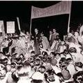 Indian Passive Resistance meeting (woman addressing the crowd), 1946