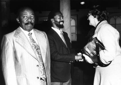 Alfred Nzo and Thabo Mbeki meeting a foreign delegation