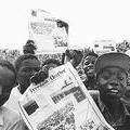 Soweto, 1986: Youths at a Freedom Charter demonstration 