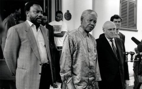 Cyril Ramaphosa, president Nelson Mandela, deputy president FW de Klerk 