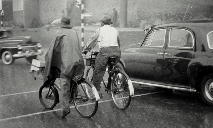 Alexander Township residents ride bicycles in 1957