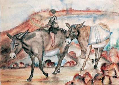 Child and Donkeys by David Mogano, 1960