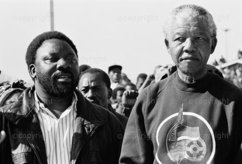 Cyril Ramaphosa and Nelson Mandela march through Soweto