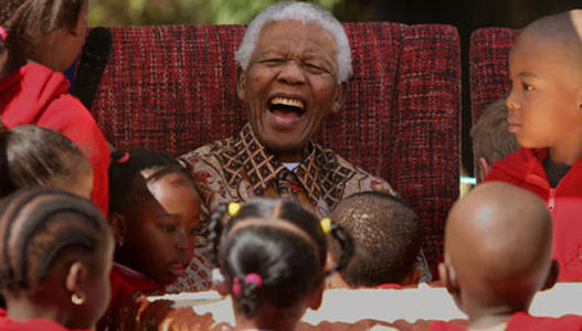 Mandela with children, 2007