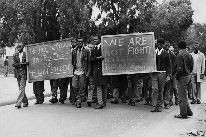 Students appeal for the release of their fellow students who were arrested in Cape Town in the wake of the 16 June 1976 protests